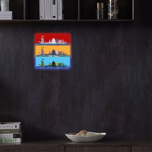 Lampe 3D Horizon de Hambourg, cadeau pour toutes les occasions, lampe murale et de table, lampe design, unique, anniversaire, portrait, paysage,