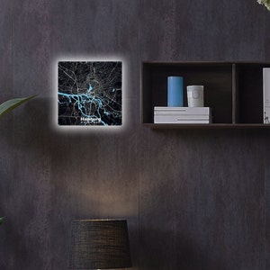 3D Lampe Hamburg Stadtkarte, Geschenk für alle Anlässe, Wand- und Tischlampe, deutsch & europäisch, Designlampe, Unikat, Jubiläum, Porträt