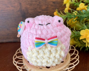 Pink Lemonade Crochet Frog | round and friendly amigurumi plushie