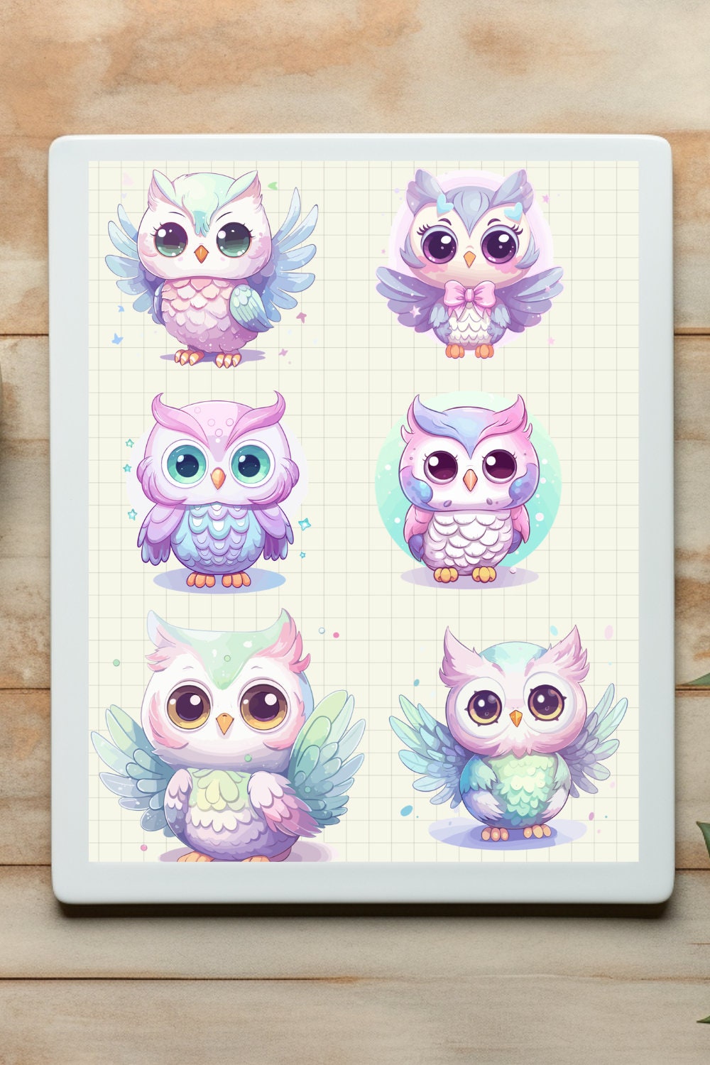 Kawaii Cute Owls Pastel Colors PNG's, Clip art Vector Graphic for digital use
