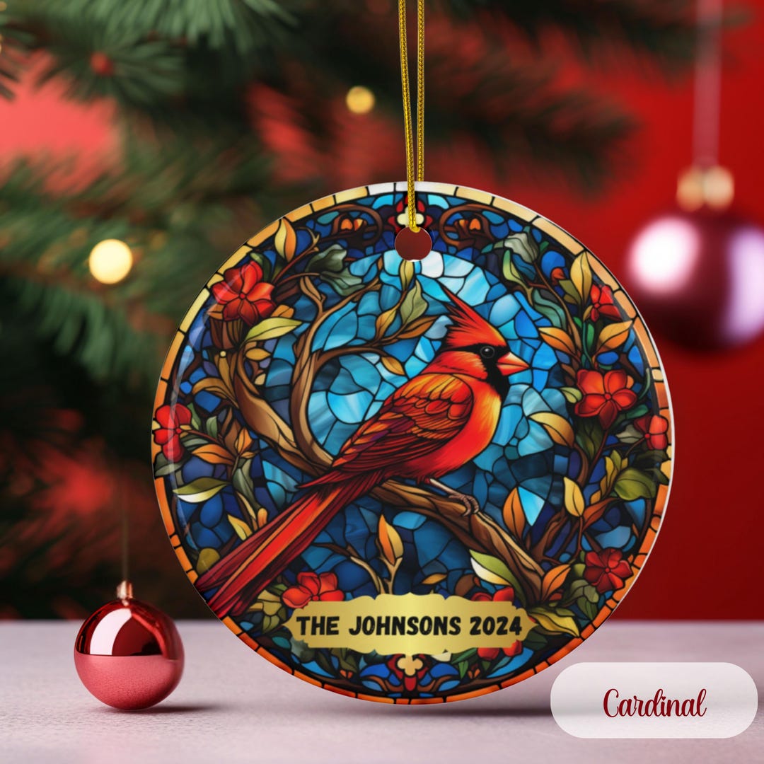 Personalized Stained Glass Decorated Ornament Christmas, Cardinal ...