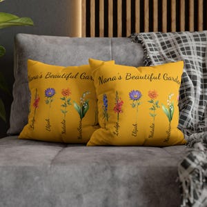 Gift-For Her, Mothers Days Pillow, Personal Mother Pillow, Birthflower Gifts, Gift-For Grandma, Personalized Great Grandma Gift Pillow