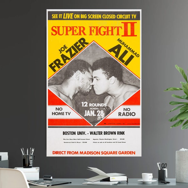 Mohammed Ali versus. Joe Frazier 2 onbetwiste zwaargewicht Wereldkampioenschap Battle Fight Poster Print Superfight II iconische boksen