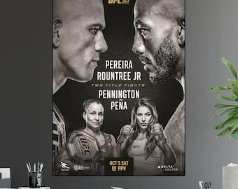 UFC 307 Alex Pereira contro Khalil Rountree Jr. Poster del combattimento per il titolo dei pesi massimi leggeri Pennington Pena Ultimate Fighting Greatest