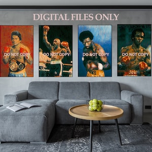 DIGITAL FILES Boxing Icons Sugar Ray Leonard Roberto Duran Marvin Hagler Thomas Hearns Fighter Series two complete set of 4 Boxing Wall Art