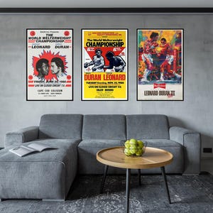 Sugar Ray Leonard Vs. Roberto Duran Trilogy 1 2 3 Undisputed World Championship Fight Reproduction Poster Print the Super Fight Boxing