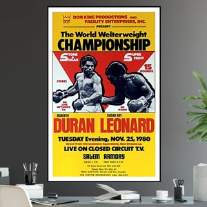 Sugar Ray Leonard Vs. Roberto Duran II 2 Undisputed Welterweight World Championship Fight Reproduction Poster Print the Super Fight Boxing