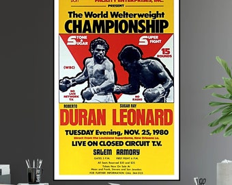 Sugar Ray Leonard Vs. Roberto Duran II 2 Undisputed Welterweight World Championship Fight Reproduction Poster Print the Super Fight Boxing
