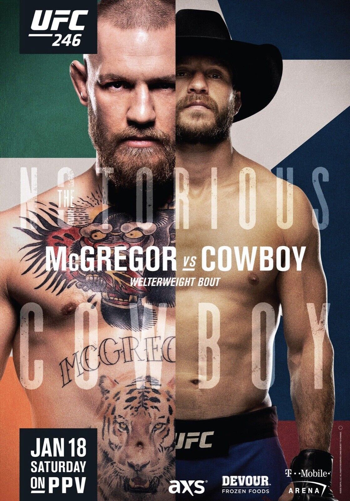 DEATH NYC コナーマクレガー UFC ヴィトン アートポスター 額付き UFC 246 Conor Mcgregor Vs Donald Cowboy Cerrone Welterweight