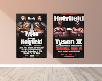 Mike Tyson Vs. Evander Holyfield 1 and 2 set The Rematch Fight Poster Print 11x16 iconic boxing pay per view