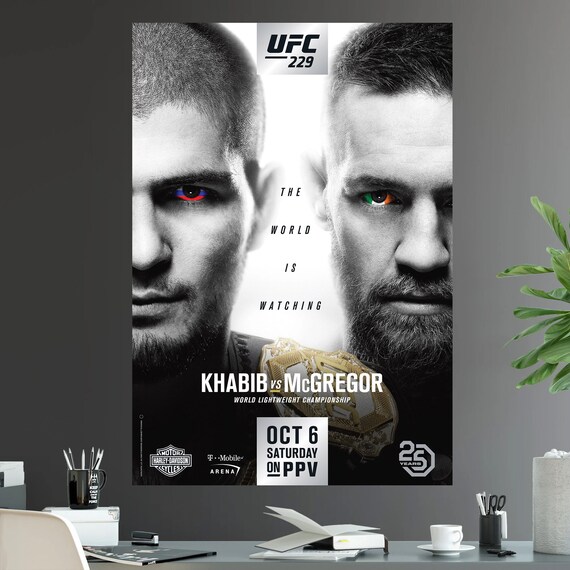 thumbnail interactive-video image 1 of UFC 229 Khabib Vs Conor McGregor Framed A3 Poster – Wall Art, Black Frame 1 of 2