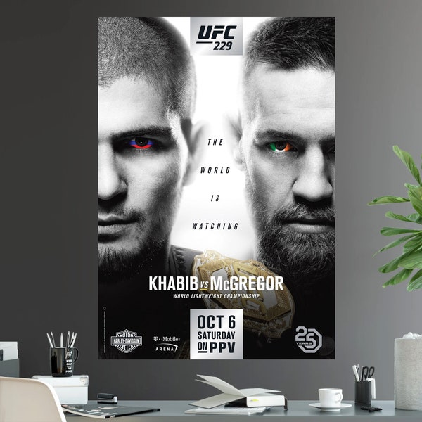 UFC 229 Conor McGregor Vs Khabib Nurmagomedov Pelea por el título del campeonato de peso ligero Póster