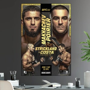 UFC 302 Makhachev vs Dustin Poirer Título do Campeonato Leve Sean Strickland Paulo Costa Cartaz da Luta Ultimate Fighting Greatest