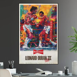 Sugar Ray Leonard Vs. Roberto Duran 3 III Undisputed Welterweight World Championship Fight Reproduction Poster Print the Super Fight Boxing
