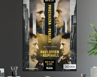 UFC 295 Jiri Prochazka vs Alex Pereira Light Heavyweight Championship Title Pavlovich vs Aspinall Fight Poster Ultimate Fighting Greatest