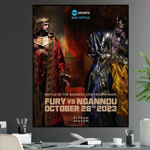 Tyson Fury Vs Francis Ngannou Undisputed Heavyweight World Championship Battle Fight Poster Print Battle of the Baddest iconic boxing UFC