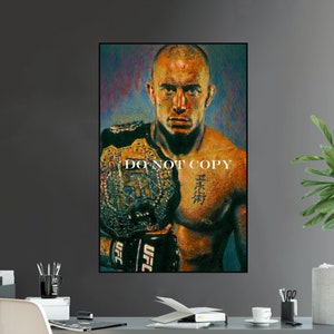 Ícone do UFC George St Pierre Gsp Champion Fighter Series 3 Rush Poster MMA Arte de parede de alta qualidade Ultimate Fighting Championship