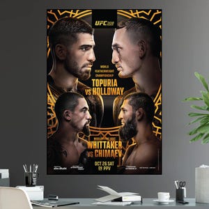 UFC 308 Ilia Topuria vs Max Halloway Título do Campeonato Peso Pena Robert Whittaker Chimaev Cartaz da Luta Ultimate Fighting Greatest