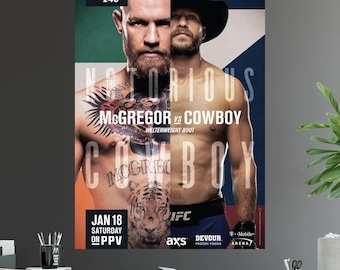 Poster UFC 246 Conor McGregor versus Donald Cowboy Cerrone weltergewicht kampioenschap titelgevecht
