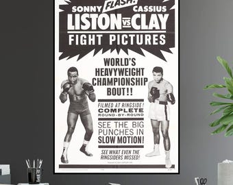 ソニー・リストン対モハメド・アリのボクシングポスター：世界ヘビー級