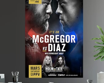 Póster de la pelea por el título de peso welter de Conor McGregor vs. Nate Díaz y Holly Holm vs. Miesha Tate en UFC 196