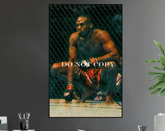 May include: A black and white photo of a man wearing boxing gloves and shorts, crouching in a fighting stance in front of a chain link fence. The text "DO NOT COPY" is visible in the image.