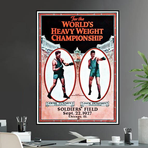 Jack Dempsey Vs Gene Tunney Fight Poster Reprint Vintage Boxing