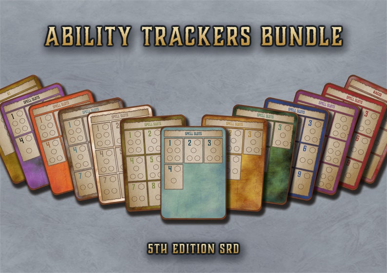 Dnd Ability Trackers Cards Character Abilities Cards 5th Edition Board Game Printable Dnd