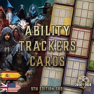 DnD 5E Ability Tracker Cards | Character Stat Tracker | Printable PDF | Fillable | Accessories | PlayerTool | English | Spanish | 2014-2024
