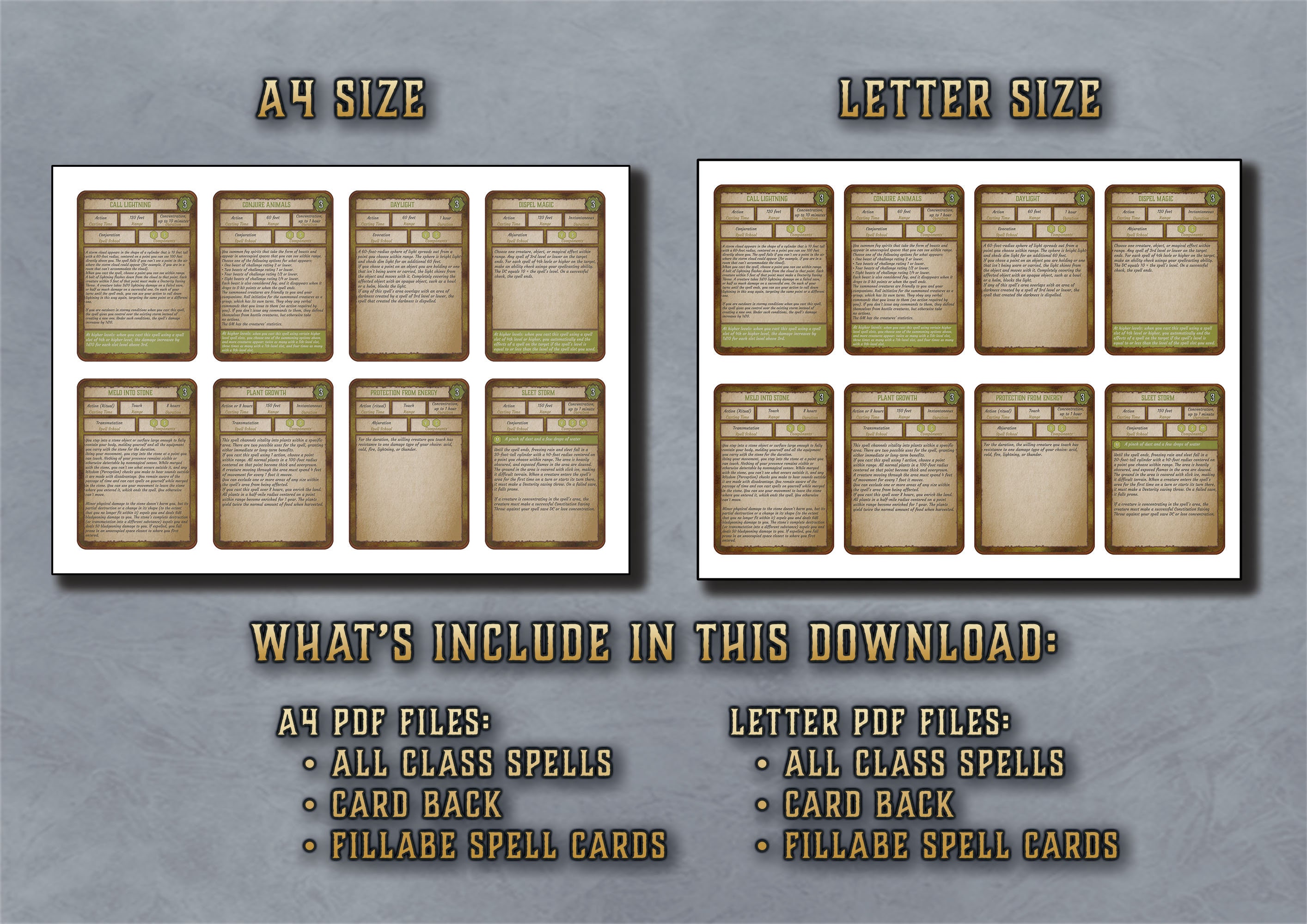 Dnd Druid Spell Cards Character Spell Cards 5th Edition Board Game ...