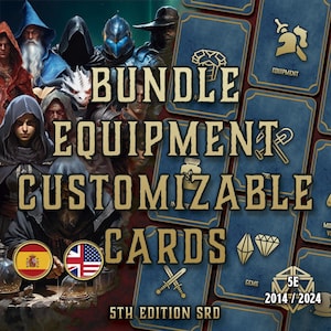 DnD 5e Equipment Cards Customizable Printable | 5e Character Gear PDF 2014–2024 | Fillable Inventory Deck | Digital D&D Equipment Accessory