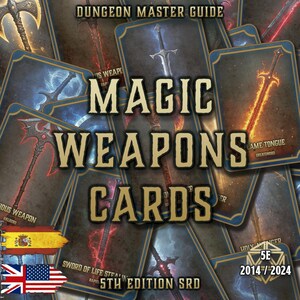DnD 5E Magic Weapons Cards | Equipment Reference | Printable PDF | Fillable | RPG Accessories | Player and DM Tool | 2014-2024