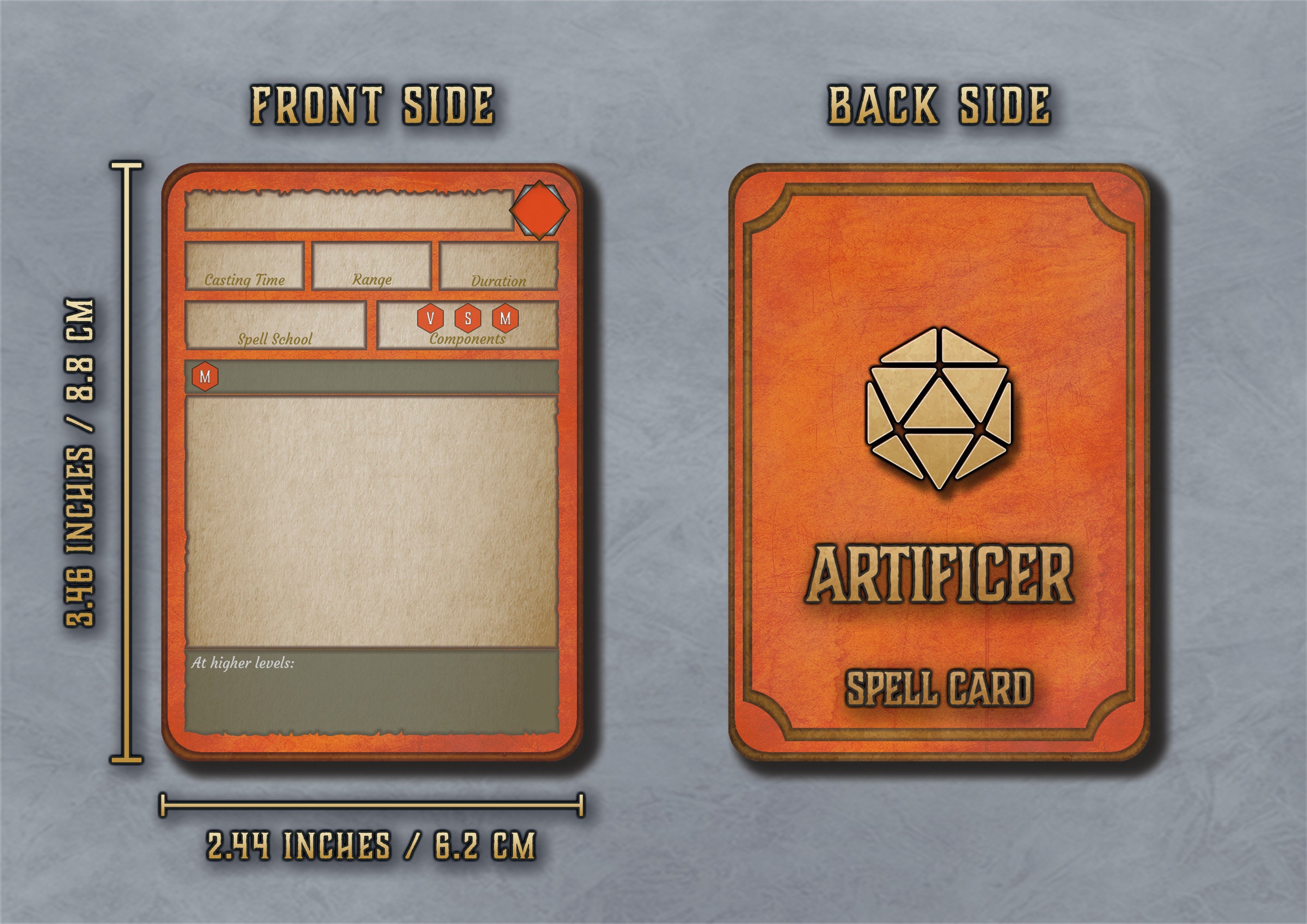Dnd Artificer Spell Cards Character Spell Cards 5th Edition Board Game Printable D&D Accessory D