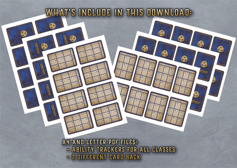 Dnd Ability Trackers Cards Character Abilities Cards 5th Edition Board Game Printable Dnd