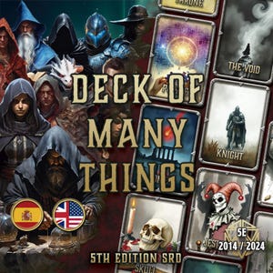 DnD 5e Deck of Many Things Printable | Illustrated Fantasy Cards PDF 2014–2024 | Digital Fate Deck for Tabletop RPG | Magical D&D Accessory