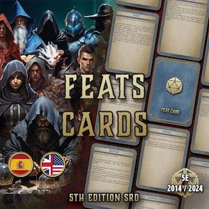 DnD 5e Feats-Karten, druckbares PDF | 5e Charakterfähigkeiten-Deck 2014–2024 | Ausfüllbare digitale Leistungsreferenz | Dungeons & Dragons Zubehör