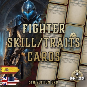 DnD 5E Fighter Skills and Traits Cards | Class Abilities | Printable PDF | Fillable | RPG Accessories | Player Tool | English and Spanish