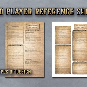 Dnd Player Reference Cheat Sheet Character Skill Cards 5th Edition ...