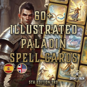 DnD 5e Paladin Spell Cards Printable | Illustrated Divine Magic PDF 2014–2024 | Fillable Spellbook for Holy Warriors | Digital D&D Accessory