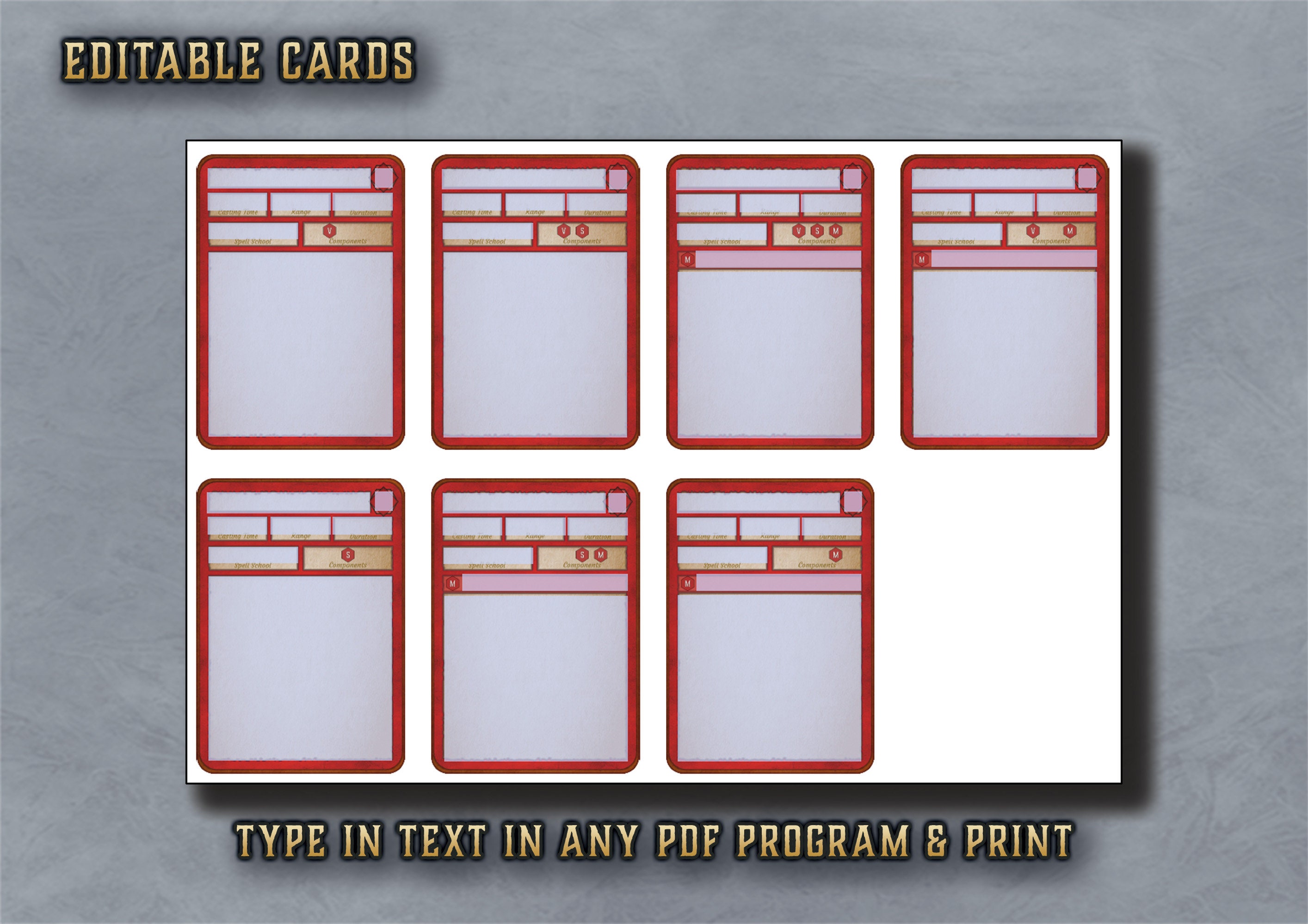 Dnd Wizard Spell Cards Character Spell Cards 5th Edition Board Game ...