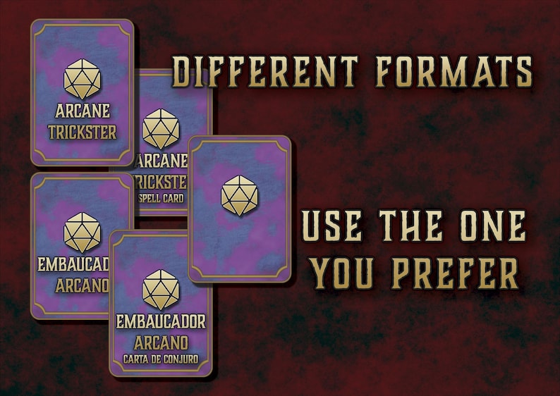 Dnd 5e Arcane Trickster Spell Cards Printable Magic PDF for