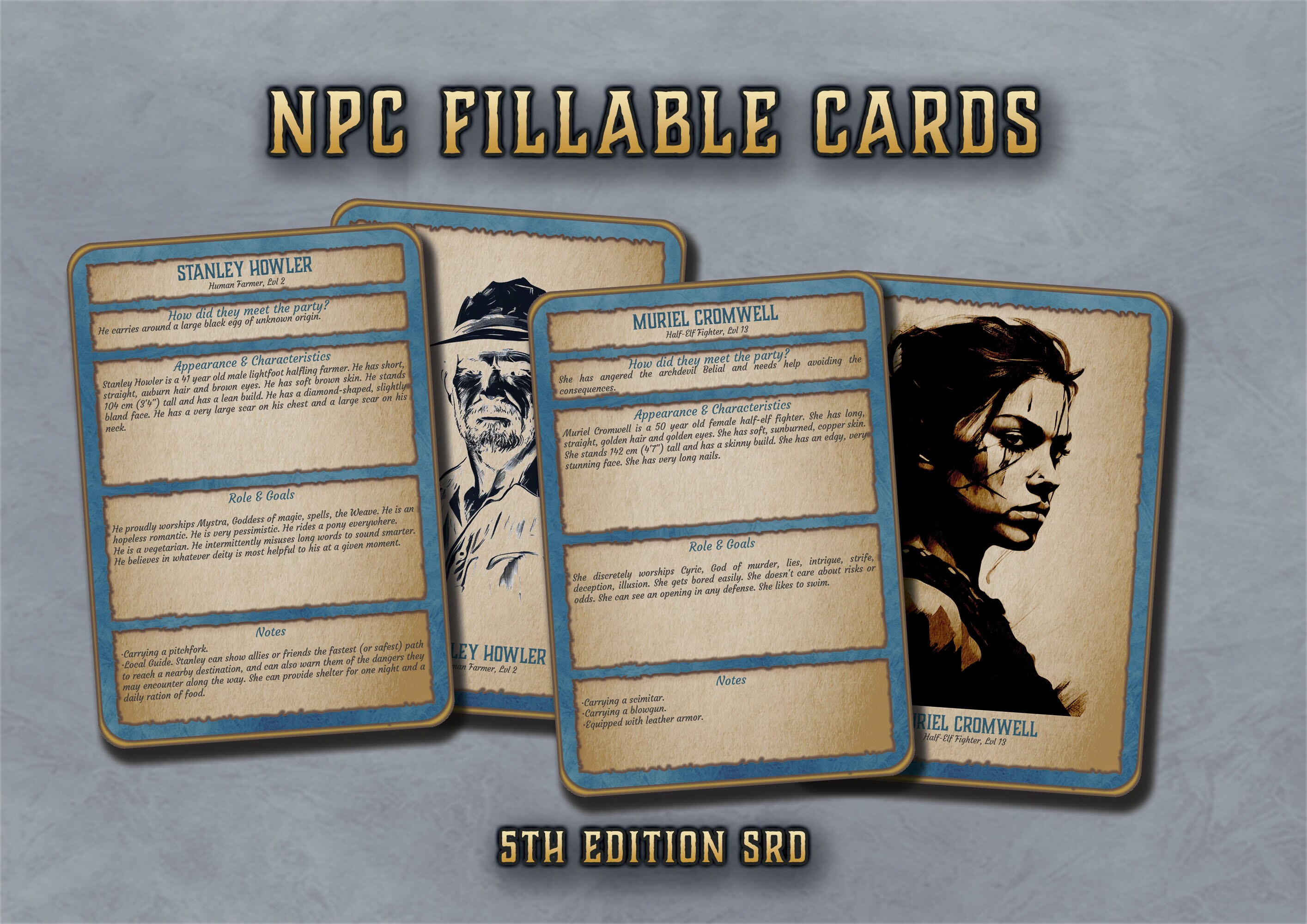 Dnd NPC Fillable Cards Printable 5th Edition Board Game Printable Dnd Npcs Fillable Cards - Etsy