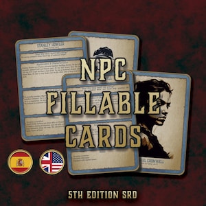 DnD 5e NPC-Ausfüllkarten zum Ausdrucken | 5e Charakter-Tracker PDF | Digitale NPC-Generatorblätter | Dungeons & Dragons-Zubehör 2014–2024