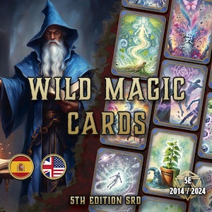 DnD 5e Wild Magic Surge Cards Printable | Illustrated Chaotic Magic PDF | Dungeons & Dragons Accessory | 2024 Edition