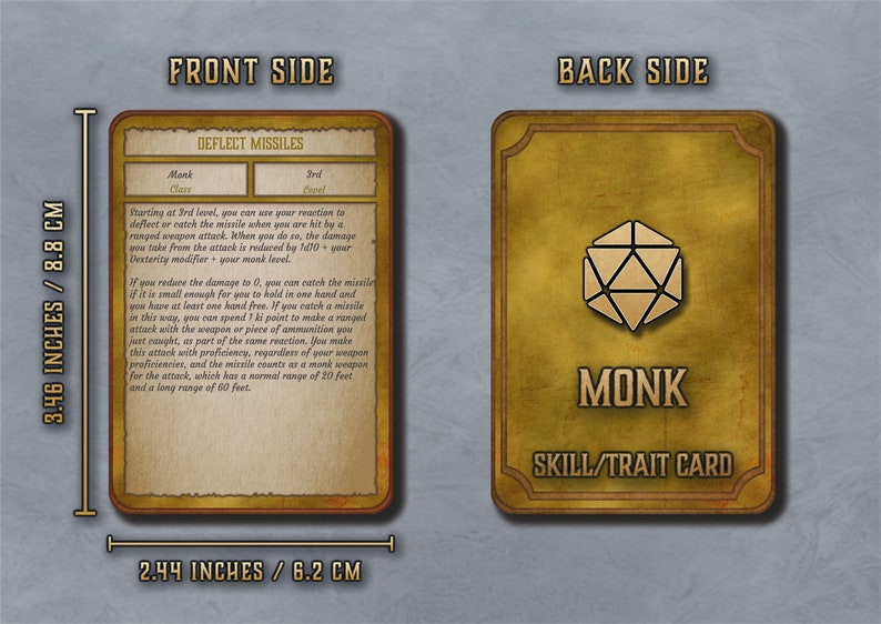 Dnd Printable Monk Cards