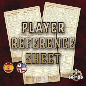 DnD 5e-Spielerreferenz-Spickzettel zum Ausdrucken | 5e Regelzusammenfassung PDF | Kampf- und Zauberhandbuch | Digitales Dungeons & Dragons-Zubehör