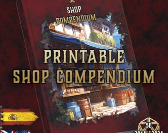 DnD 5E Equipment Shop Compendium | Item Price List | Printable PDF | RPG Accessories | Dungeon Master Tool | English and Spanish | 2014-2024