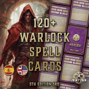 Cartas de Magia de Bruxo DnD 5e para Imprimir | Pacto Mágico Ilustrado PDF 2014–2024 | Páginas preenchíveis do livro de feitiços digital | Acessório D&D editável