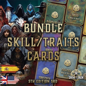 DnD 5E Skills and Traits Cards Bundle | All Classes | Class Abilities | PDF | Fillable | RPG Accessories | PlayerTool | English and Spanish
