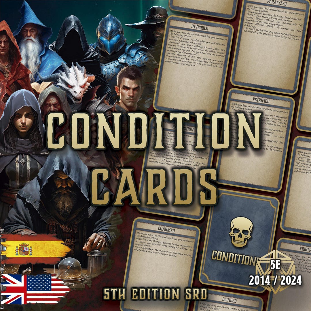 Dnd 5E Condition Cards | Status Effects Tracker | Printable PDF ...